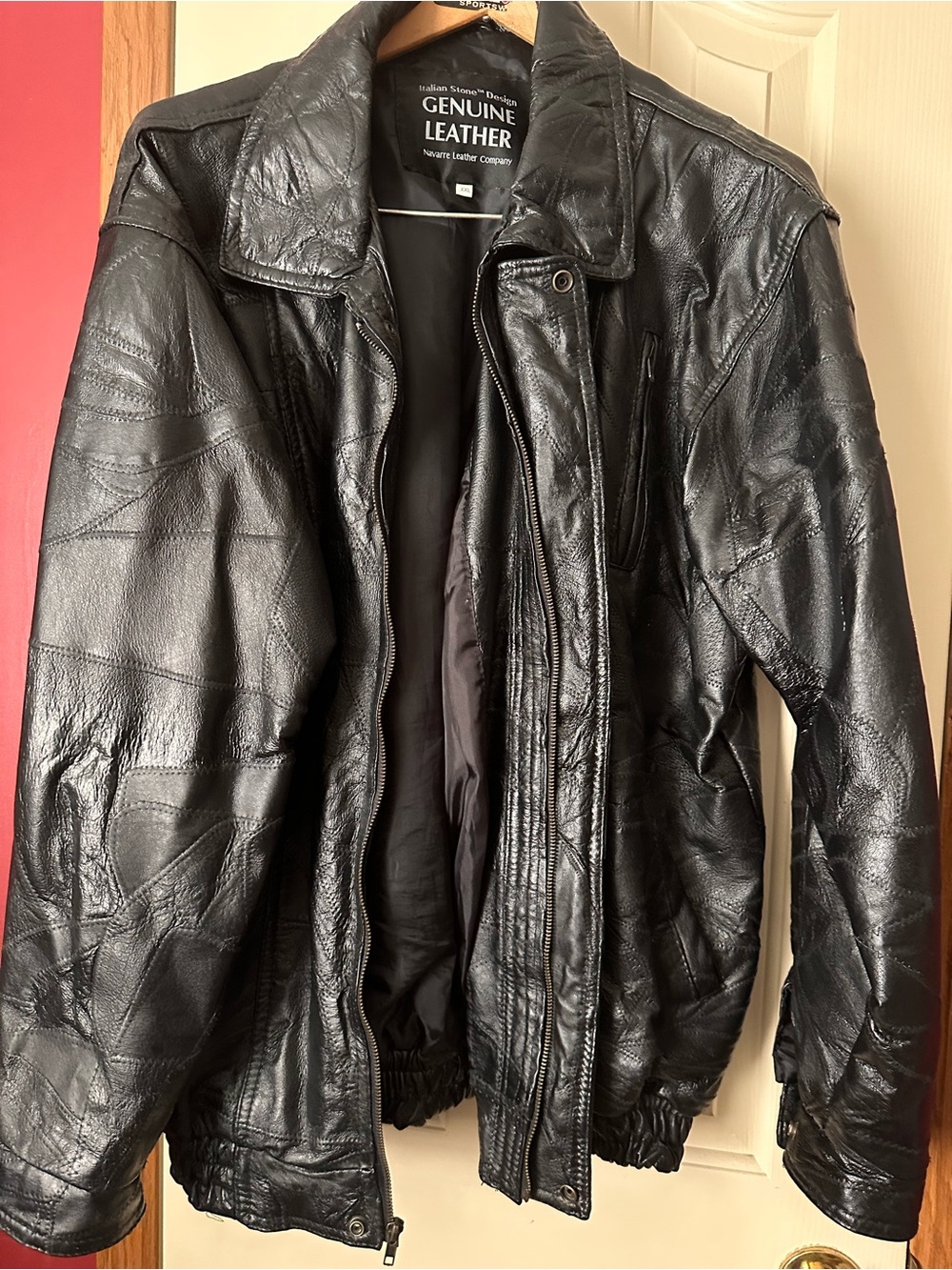 Genuine Leather Black Bomber Jacket by Nextone Leather Company